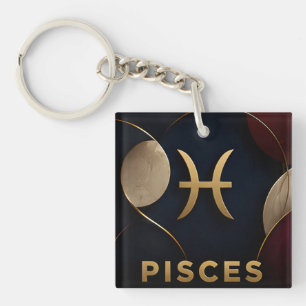 Pisces Zodiac Luxury Celestial Astrology Gift Keychain