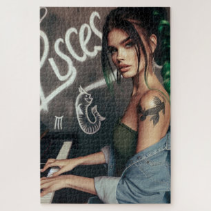 Pisces Zodiac Musician Piano Jigsaw Puzzle