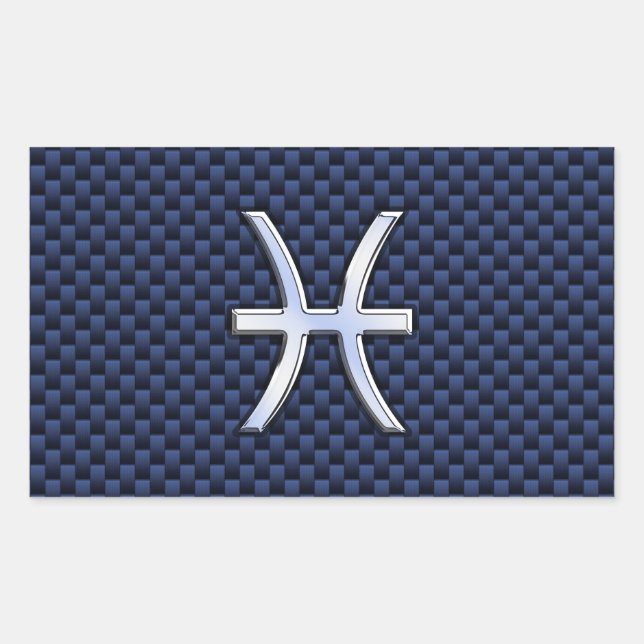 Pisces Zodiac on Blue Carbon Fibre Print Sticker (Front)