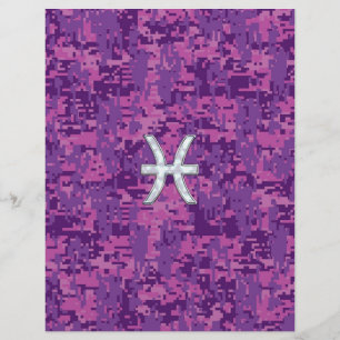 Pisces Zodiac on Fuchsia Pink Digital Camouflage
