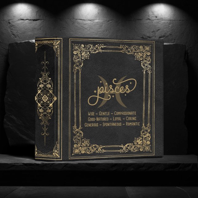 Pisces Zodiac | Ornamental Black and Gold Album Binder (Creator Uploaded)