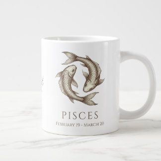 Pisces Zodiac Personalized Name & Birth Date Large Coffee Mug