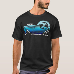 Pisces Zodiac Retro Starry Night T-Shirt