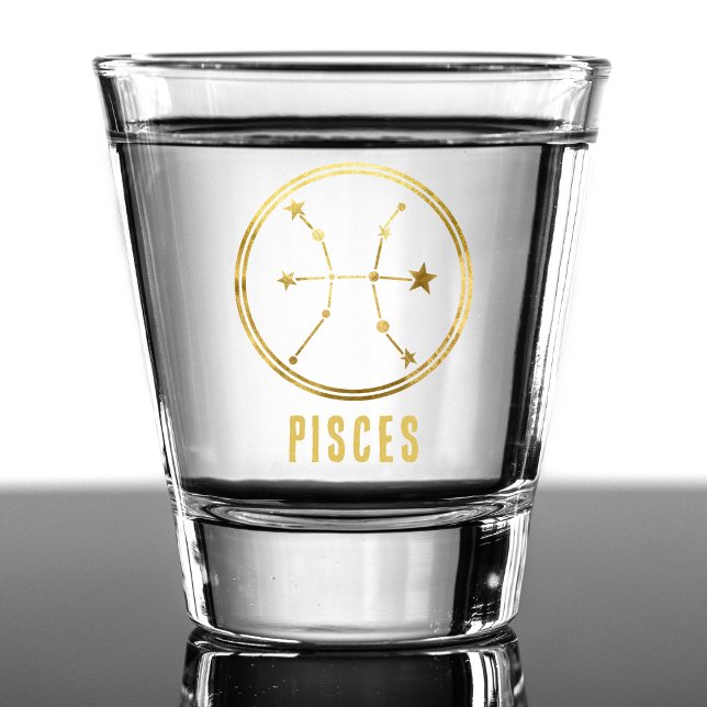 Pisces Zodiac Sign Astrology Horoscope Gold Shot Glass (gold pisces zodiac sign shot glass)