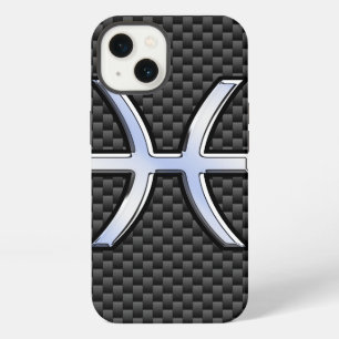 Pisces Zodiac Sign in Carbon Fibre Style iPhone 13 Case