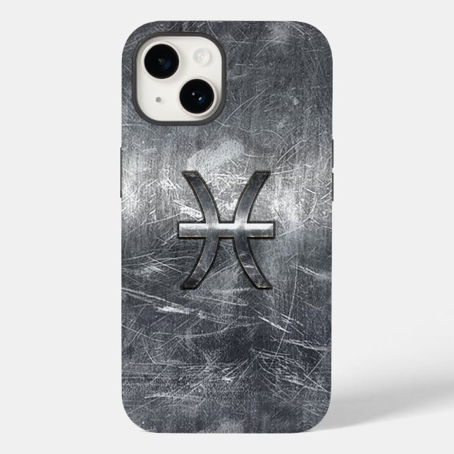 Pisces Zodiac Sign in grunge steel style Case-Mate iPhone Case (Back)