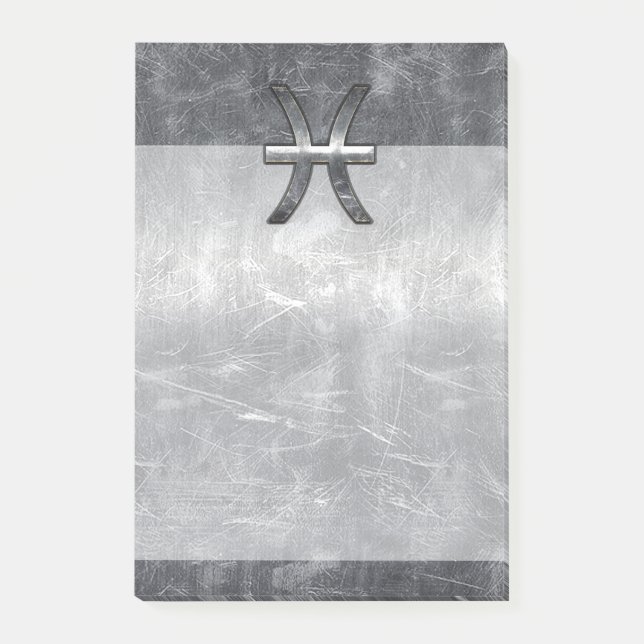 Pisces Zodiac Sign in grunge steel style decor Post-it Notes (Front)