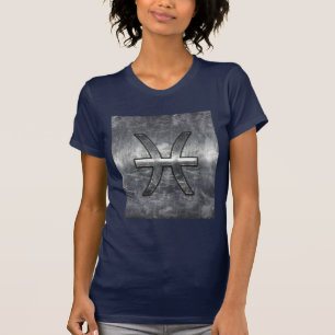 Pisces Zodiac Sign in grunge steel style decor T-Shirt