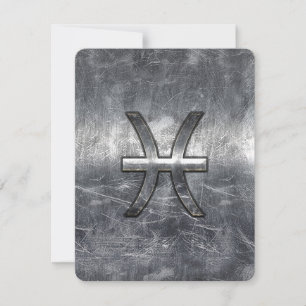 Pisces Zodiac Sign in grunge steel style print