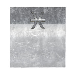 Pisces Zodiac Sign in grunge steel style print Notepad