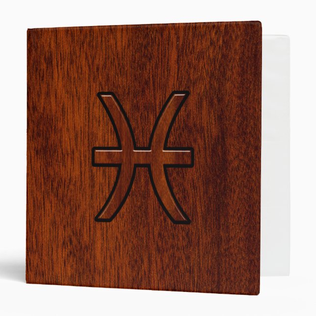 Pisces Zodiac Sign in Mahogany wood style Binder (Front/Inside)