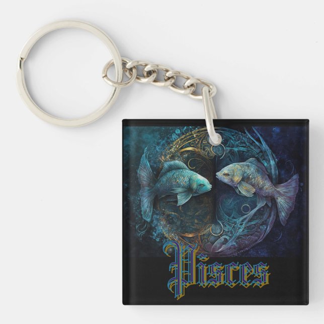 Pisces Zodiac Sign Keychain (Front)