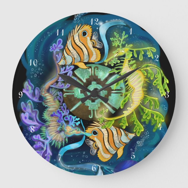 Pisces Zodiac Sign  Large Clock (Front)