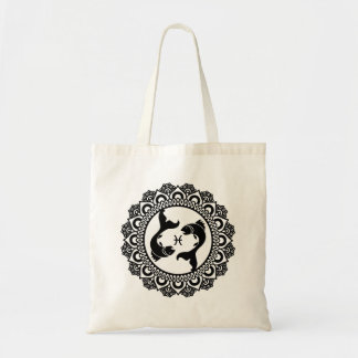 Pisces Zodiac Sign Mandala Tote Bag