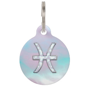Pisces Zodiac Sign Mother of Pearl style Pet Tag