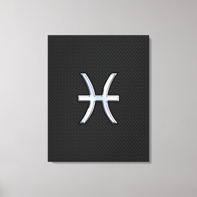 Pisces Zodiac Sign on Black Snake Skin Decor (Front)