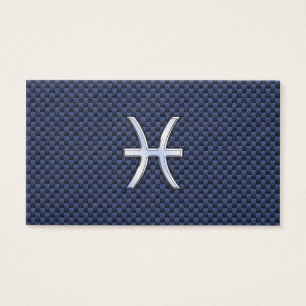 Pisces Zodiac Sign on Blue Carbon Fibre Print