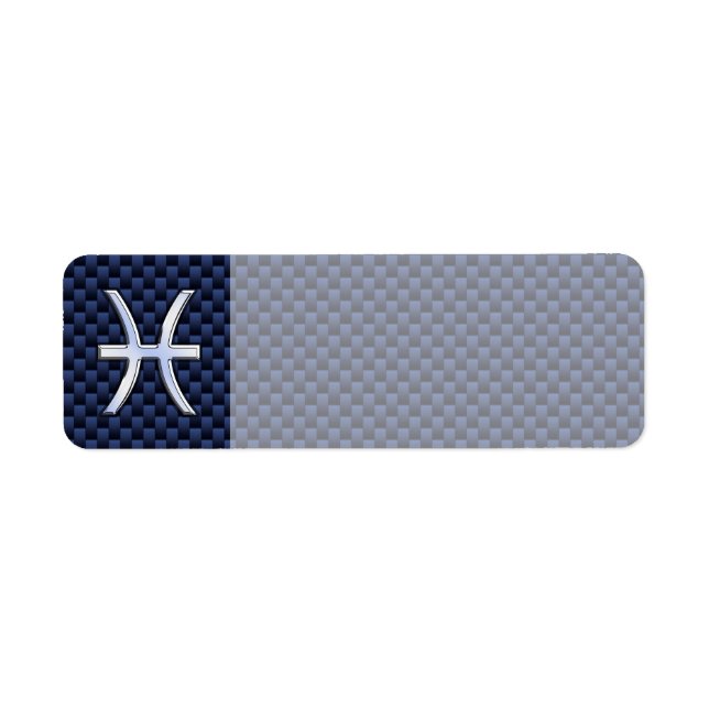 Pisces Zodiac Sign on Blue Carbon Fibre Print (Devant)