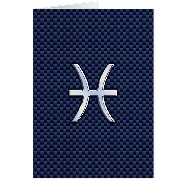 Pisces Zodiac Sign on Blue Carbon Fibre Print (Devant)