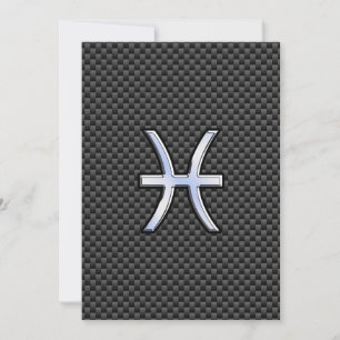 Pisces Zodiac Sign on Carbon Fibre Print