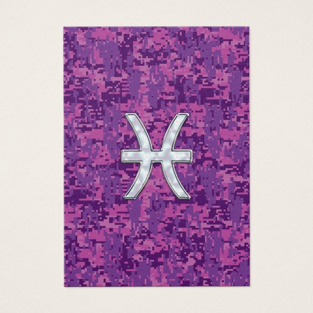 Pisces Zodiac Sign on Fuchsia Digital Camo (Front)