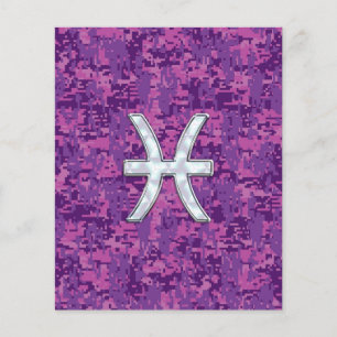 Pisces Zodiac Sign on Fuchsia Digital Camo Flyer