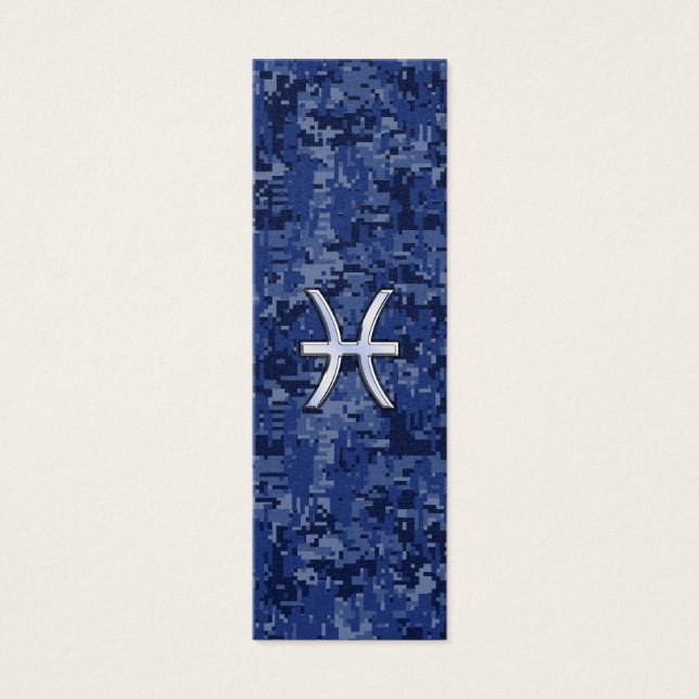 Pisces Zodiac Sign on Navy Blue Digital Camo (Front)