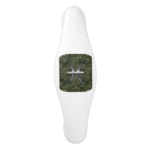 Pisces Zodiac Sign on Woodland Digital Camo Ceramic Cabinet Pull