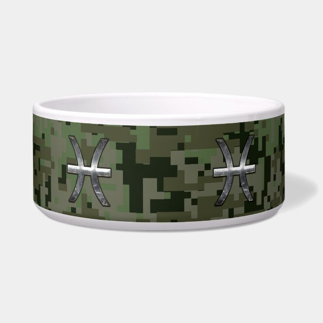 Pisces Zodiac Sign on Woodland Digital Camo Decor (Front)