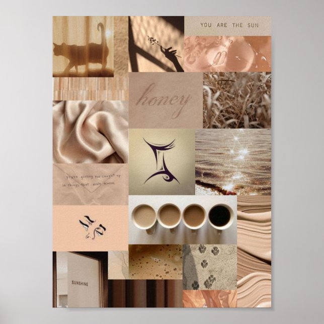 pisces zodiac sign poster with tan aesthetic (Front)