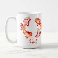 Pisces zodiac sign red orange glitter fish
