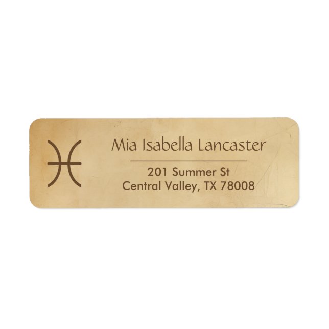 Pisces Zodiac Sign - Return Address Labels (Front)