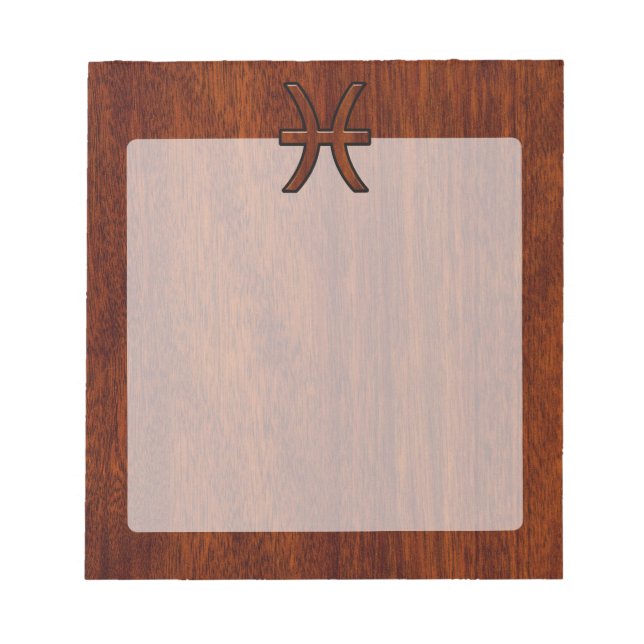 Pisces Zodiac Sign Rich Mahogany wood grain style Notepad (Front)