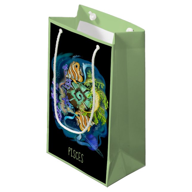 Pisces Zodiac Sign Small Gift Bag (Front Angled)