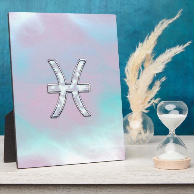Pisces Zodiac Sign Stylish Mother of Pearl Plaque (Side)