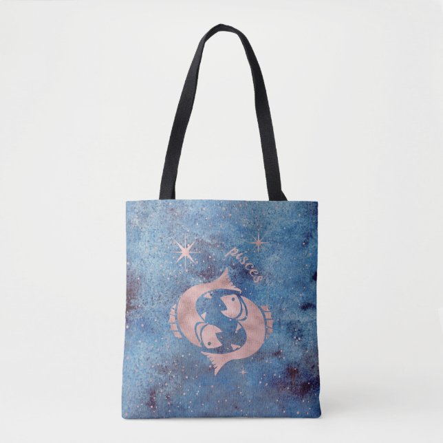 Pisces Zodiac Sign Tote Bag (Front)