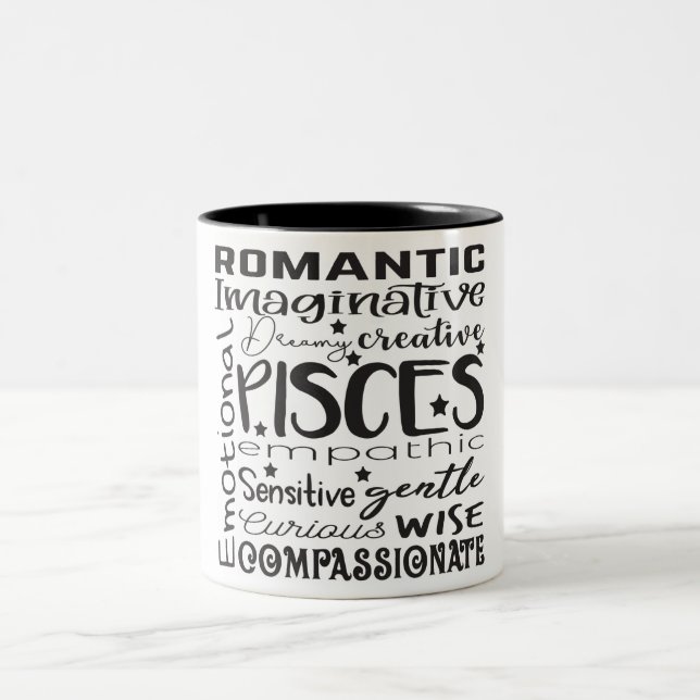 Pisces Zodiac Sign Traits Two-Tone Coffee Mug (Center)