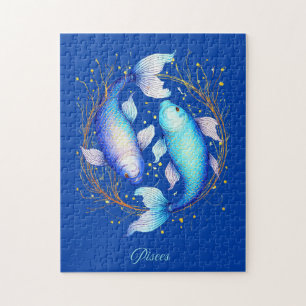 Pisces Zodiac Sign, Two Graceful Koi Fish Jigsaw Puzzle