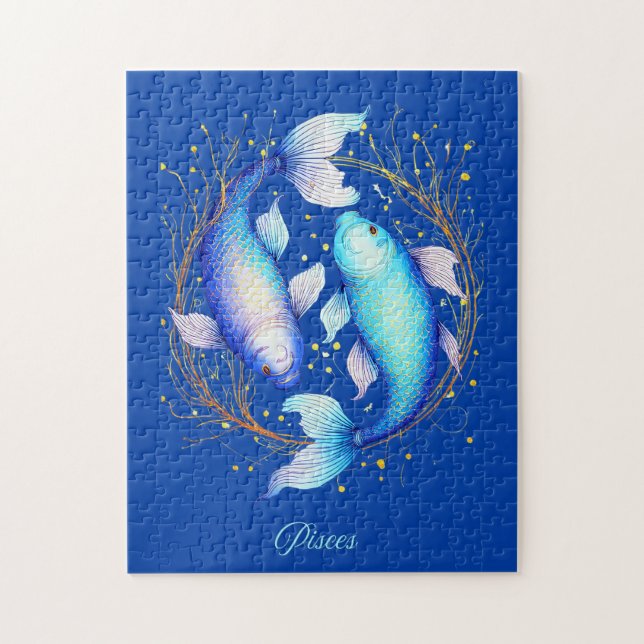 Pisces Zodiac Sign, Two Graceful Koi Fish Jigsaw Puzzle (Vertical)