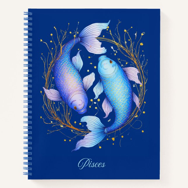 Pisces Zodiac Sign, Two Graceful Koi Fish Journal (Front)
