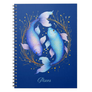 Pisces Zodiac Sign, Two Graceful Koi Fish Notebook