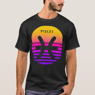 Pisces Zodiac Sign Vintage Sunset Retro Pisces Bi T-Shirt
