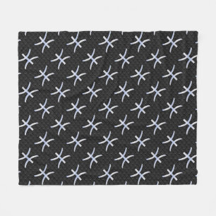 Pisces Zodiac Silver Symbol Black Snake Skin style Fleece Blanket
