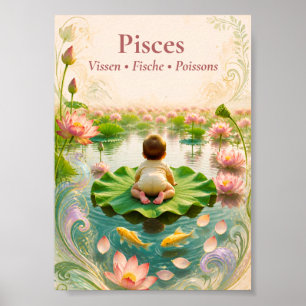 Pisces Zodiac Small Art Dreamy Astrology Poster