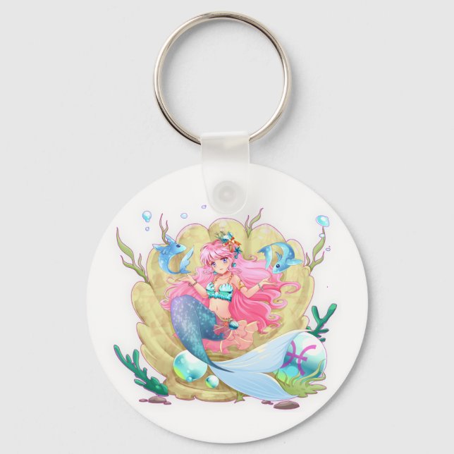 Pisces zodiac star sign horoscope astrology keychain (Front)