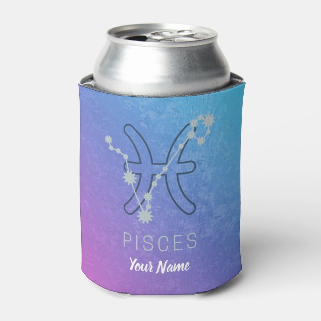 Pisces Zodiac Star Sign Horoscope Constellation Can Cooler (Can Front)