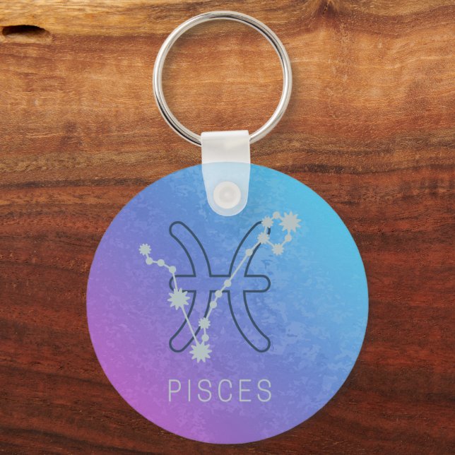 Pisces Zodiac Star Sign Horoscope Constellation Keychain (Front)