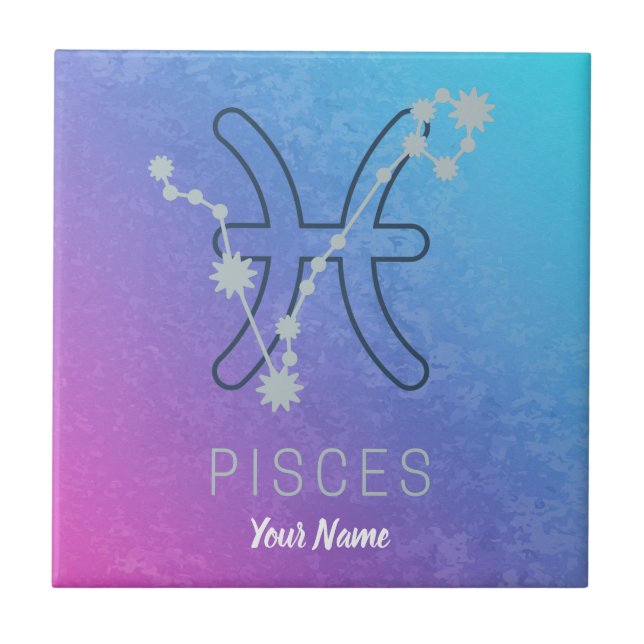 Pisces Zodiac Star Sign Horoscope Constellation Tile (Front)