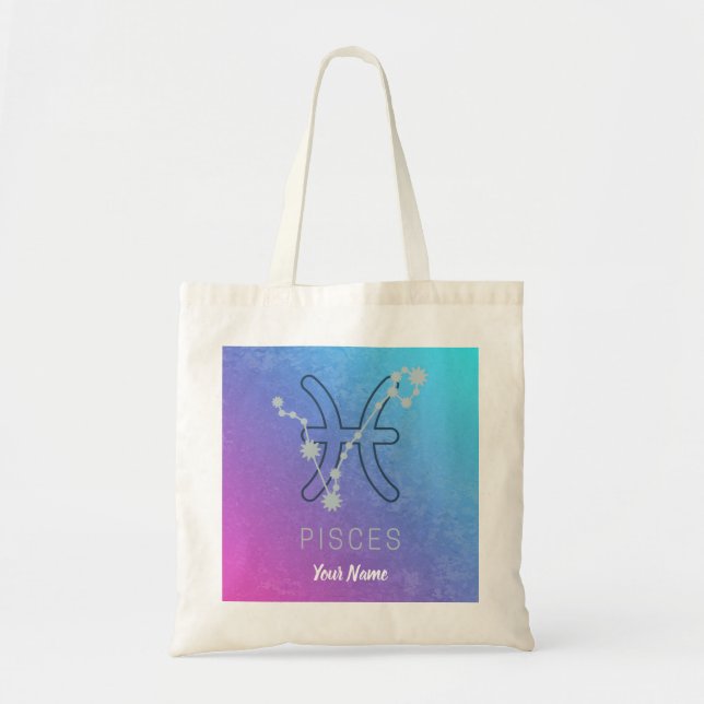 Pisces Zodiac Star Sign Horoscope Constellation Tote Bag (Front)