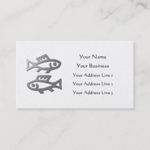 Pisces Zodiac Star Sign In Light Silver On Gold Business Card